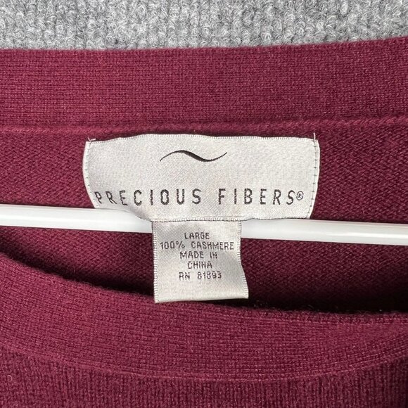 Precious‎ Fibers 100% Cashmere Burgundy Tie Front Sweater Womens Size Large - Picture 4 of 6